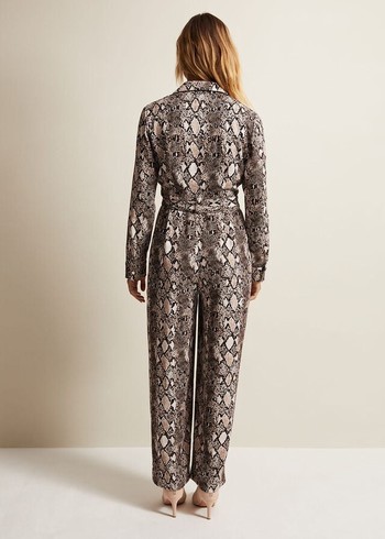 Phase Eight Snake Constance Jumpsuit Brown Australia | TI4928750